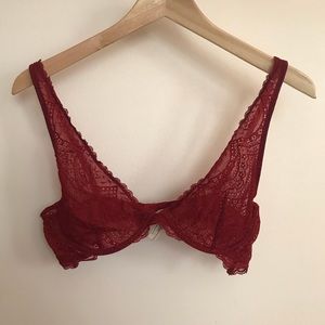 Red lacy bralette